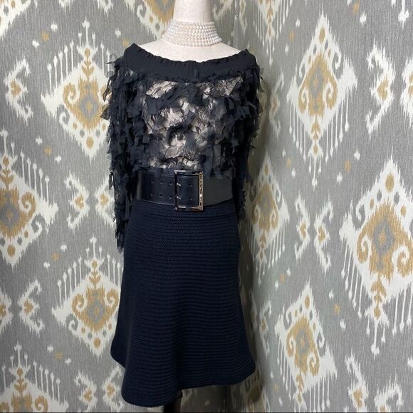 Ralph Lauren Black Angora Sweater Knit Tulip Skirt - Picture 12 of 16